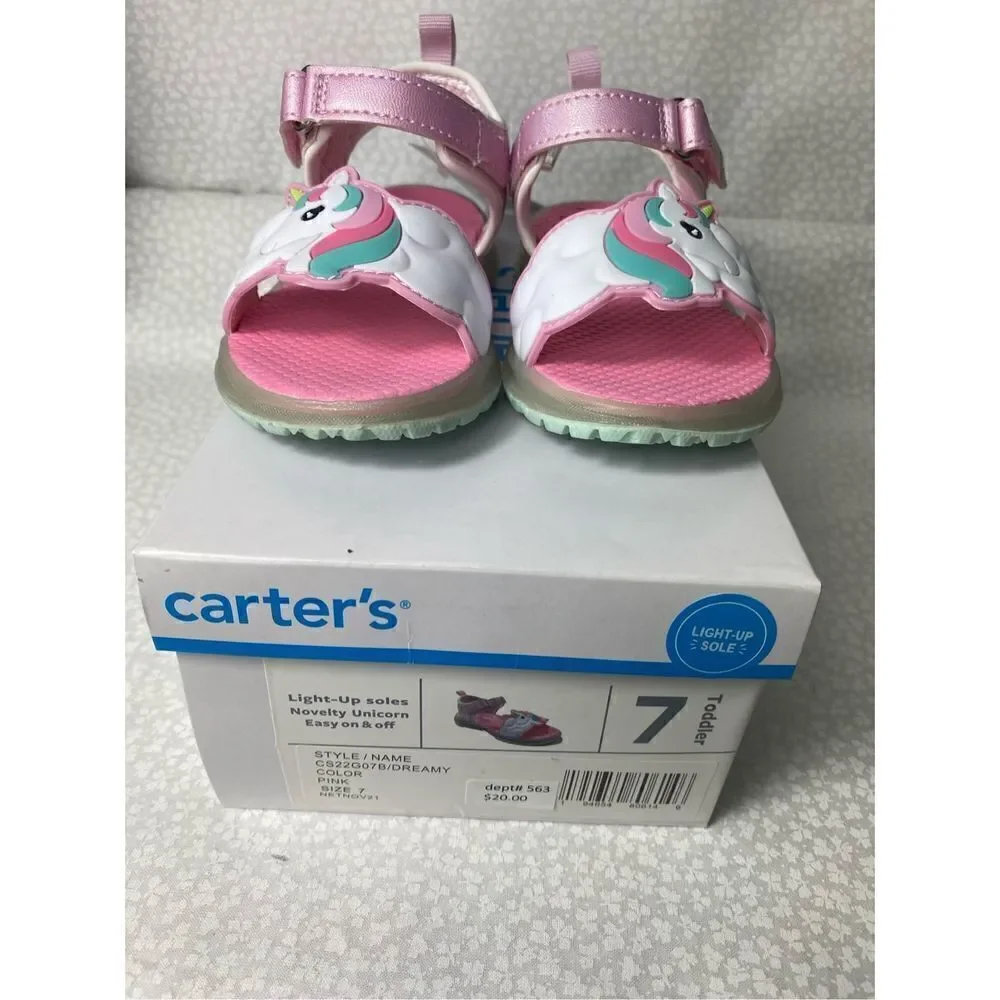 Carters GIRLS SIZE 7T Dreamy Unicorn Light-Up Sole Sandals